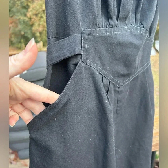 Vtg 1970’s Frederick’s of Hollywood black flounce Ruffle square back jumpsuit - Picture 3 of 13